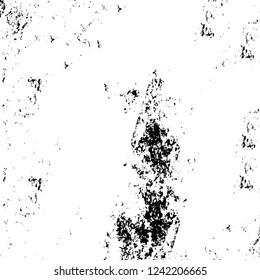 Grunge overlay layer. Abstract black and white vector background. Monochrome vintage surface with dirty pattern in cracks, spots, dots. Old wall in dark horror style design