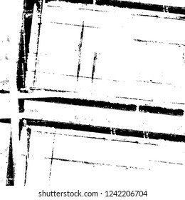 Grunge overlay layer. Abstract black and white vector background. Monochrome vintage surface with dirty pattern in cracks, spots, dots. Old wall in dark horror style design