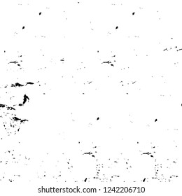 Grunge overlay layer. Abstract black and white vector background. Monochrome vintage surface with dirty pattern in cracks, spots, dots. Old wall in dark horror style design