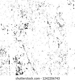 Grunge overlay layer. Abstract black and white vector background. Monochrome vintage surface with dirty pattern in cracks, spots, dots. Old wall in dark horror style design