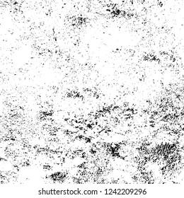Grunge overlay layer. Abstract black and white vector background. Monochrome vintage surface with dirty pattern in cracks, spots, dots. Old wall in dark horror style design
