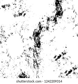 Grunge overlay layer. Abstract black and white vector background. Monochrome vintage surface with dirty pattern in cracks, spots, dots. Old wall in dark horror style design