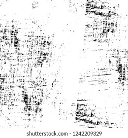 Grunge overlay layer. Abstract black and white vector background. Monochrome vintage surface with dirty pattern in cracks, spots, dots. Old wall in dark horror style design