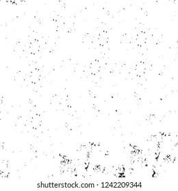 Grunge overlay layer. Abstract black and white vector background. Monochrome vintage surface with dirty pattern in cracks, spots, dots. Old wall in dark horror style design
