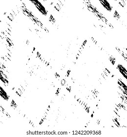 Grunge overlay layer. Abstract black and white vector background. Monochrome vintage surface with dirty pattern in cracks, spots, dots. Old wall in dark horror style design