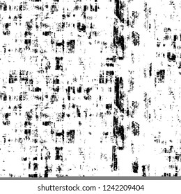 Grunge overlay layer. Abstract black and white vector background. Monochrome vintage surface with dirty pattern in cracks, spots, dots. Old wall in dark horror style design