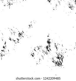 Grunge overlay layer. Abstract black and white vector background. Monochrome vintage surface with dirty pattern in cracks, spots, dots. Old wall in dark horror style design