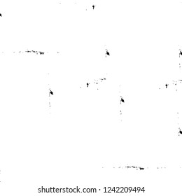 Grunge overlay layer. Abstract black and white vector background. Monochrome vintage surface with dirty pattern in cracks, spots, dots. Old wall in dark horror style design