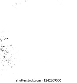 Grunge overlay layer. Abstract black and white vector background. Monochrome vintage surface with dirty pattern in cracks, spots, dots. Old wall in dark horror style design