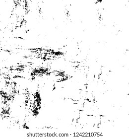 Grunge overlay layer. Abstract black and white vector background. Monochrome vintage surface with dirty pattern in cracks, spots, dots. Old wall in dark horror style design