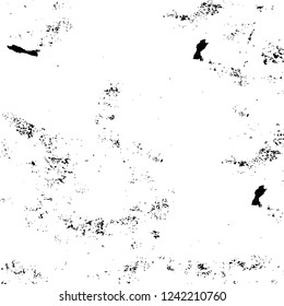 Grunge overlay layer. Abstract black and white vector background. Monochrome vintage surface with dirty pattern in cracks, spots, dots. Old wall in dark horror style design