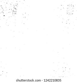 Grunge overlay layer. Abstract black and white vector background. Monochrome vintage surface with dirty pattern in cracks, spots, dots. Old wall in dark horror style design