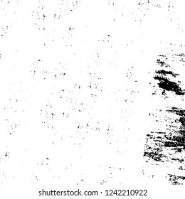 Grunge overlay layer. Abstract black and white vector background. Monochrome vintage surface with dirty pattern in cracks, spots, dots. Old wall in dark horror style design