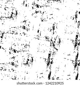 Grunge overlay layer. Abstract black and white vector background. Monochrome vintage surface with dirty pattern in cracks, spots, dots. Old wall in dark horror style design