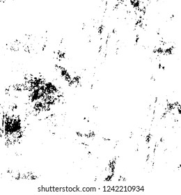 Grunge overlay layer. Abstract black and white vector background. Monochrome vintage surface with dirty pattern in cracks, spots, dots. Old wall in dark horror style design