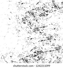 Grunge overlay layer. Abstract black and white vector background. Monochrome vintage surface with dirty pattern in cracks, spots, dots. Old wall in dark horror style design