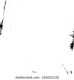 Grunge overlay layer. Abstract black and white vector background. Monochrome vintage surface with dirty pattern in cracks, spots, dots. Old wall in dark horror style design