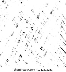 Grunge overlay layer. Abstract black and white vector background. Monochrome vintage surface with dirty pattern in cracks, spots, dots. Old wall in dark horror style design