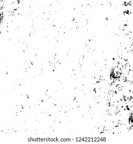 Grunge overlay layer. Abstract black and white vector background. Monochrome vintage surface with dirty pattern in cracks, spots, dots. Old wall in dark horror style design