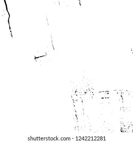 Grunge overlay layer. Abstract black and white vector background. Monochrome vintage surface with dirty pattern in cracks, spots, dots. Old wall in dark horror style design