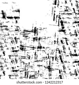Grunge overlay layer. Abstract black and white vector background. Monochrome vintage surface with dirty pattern in cracks, spots, dots. Old wall in dark horror style design