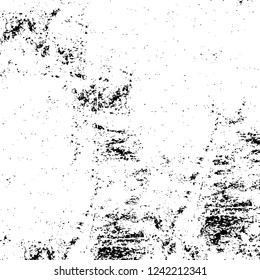Grunge overlay layer. Abstract black and white vector background. Monochrome vintage surface with dirty pattern in cracks, spots, dots. Old wall in dark horror style design