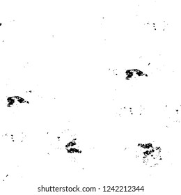 Grunge overlay layer. Abstract black and white vector background. Monochrome vintage surface with dirty pattern in cracks, spots, dots. Old wall in dark horror style design