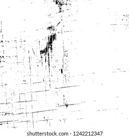 Grunge overlay layer. Abstract black and white vector background. Monochrome vintage surface with dirty pattern in cracks, spots, dots. Old wall in dark horror style design