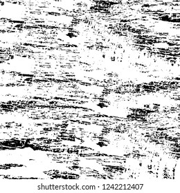 Grunge overlay layer. Abstract black and white vector background. Monochrome vintage surface with dirty pattern in cracks, spots, dots. Old wall in dark horror style design