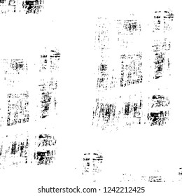 Grunge overlay layer. Abstract black and white vector background. Monochrome vintage surface with dirty pattern in cracks, spots, dots. Old wall in dark horror style design