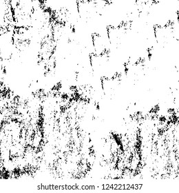 Grunge overlay layer. Abstract black and white vector background. Monochrome vintage surface with dirty pattern in cracks, spots, dots. Old wall in dark horror style design