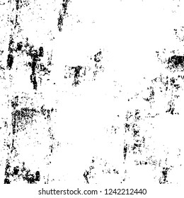 Grunge overlay layer. Abstract black and white vector background. Monochrome vintage surface with dirty pattern in cracks, spots, dots. Old wall in dark horror style design