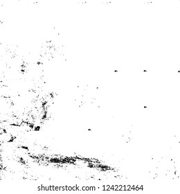 Grunge overlay layer. Abstract black and white vector background. Monochrome vintage surface with dirty pattern in cracks, spots, dots. Old wall in dark horror style design