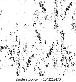 Grunge overlay layer. Abstract black and white vector background. Monochrome vintage surface with dirty pattern in cracks, spots, dots. Old wall in dark horror style design