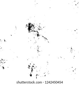 Grunge overlay layer. Abstract black and white vector background. Monochrome vintage surface with dirty pattern in cracks, spots, dots. Old wall in dark horror style design