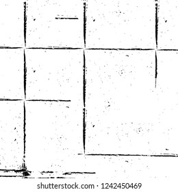 Grunge overlay layer. Abstract black and white vector background. Monochrome vintage surface with dirty pattern in cracks, spots, dots. Old wall in dark horror style design