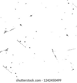 Grunge overlay layer. Abstract black and white vector background. Monochrome vintage surface with dirty pattern in cracks, spots, dots. Old wall in dark horror style design