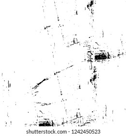 Grunge overlay layer. Abstract black and white vector background. Monochrome vintage surface with dirty pattern in cracks, spots, dots. Old wall in dark horror style design