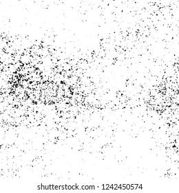 Grunge overlay layer. Abstract black and white vector background. Monochrome vintage surface with dirty pattern in cracks, spots, dots. Old wall in dark horror style design