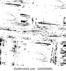Grunge overlay layer. Abstract black and white vector background. Monochrome vintage surface with dirty pattern in cracks, spots, dots. Old wall in dark horror style design