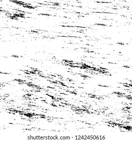 Grunge overlay layer. Abstract black and white vector background. Monochrome vintage surface with dirty pattern in cracks, spots, dots. Old wall in dark horror style design