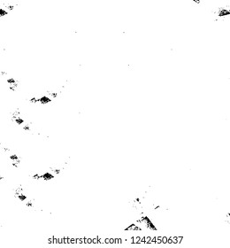 Grunge overlay layer. Abstract black and white vector background. Monochrome vintage surface with dirty pattern in cracks, spots, dots. Old wall in dark horror style design