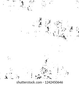 Grunge overlay layer. Abstract black and white vector background. Monochrome vintage surface with dirty pattern in cracks, spots, dots. Old wall in dark horror style design