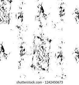 Grunge overlay layer. Abstract black and white vector background. Monochrome vintage surface with dirty pattern in cracks, spots, dots. Old wall in dark horror style design