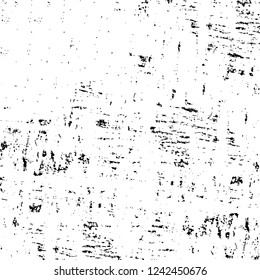 Grunge overlay layer. Abstract black and white vector background. Monochrome vintage surface with dirty pattern in cracks, spots, dots. Old wall in dark horror style design