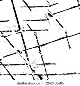 Grunge overlay layer. Abstract black and white vector background. Monochrome vintage surface with dirty pattern in cracks, spots, dots. Old wall in dark horror style design