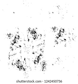 Grunge overlay layer. Abstract black and white vector background. Monochrome vintage surface with dirty pattern in cracks, spots, dots. Old wall in dark horror style design
