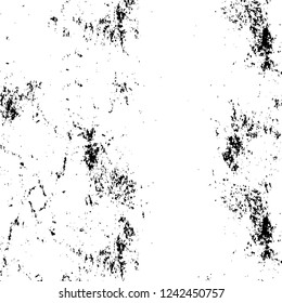 Grunge overlay layer. Abstract black and white vector background. Monochrome vintage surface with dirty pattern in cracks, spots, dots. Old wall in dark horror style design
