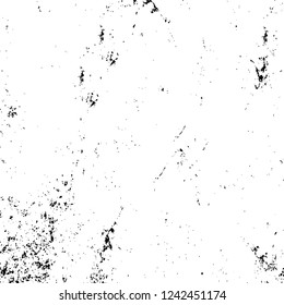 Grunge overlay layer. Abstract black and white vector background. Monochrome vintage surface with dirty pattern in cracks, spots, dots. Old wall in dark horror style design