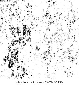Grunge overlay layer. Abstract black and white vector background. Monochrome vintage surface with dirty pattern in cracks, spots, dots. Old wall in dark horror style design